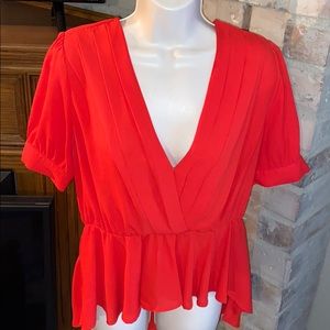 Red peplum blouse
